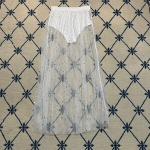 Women's Rave Festival Sheer High Waist Maxi Skirt